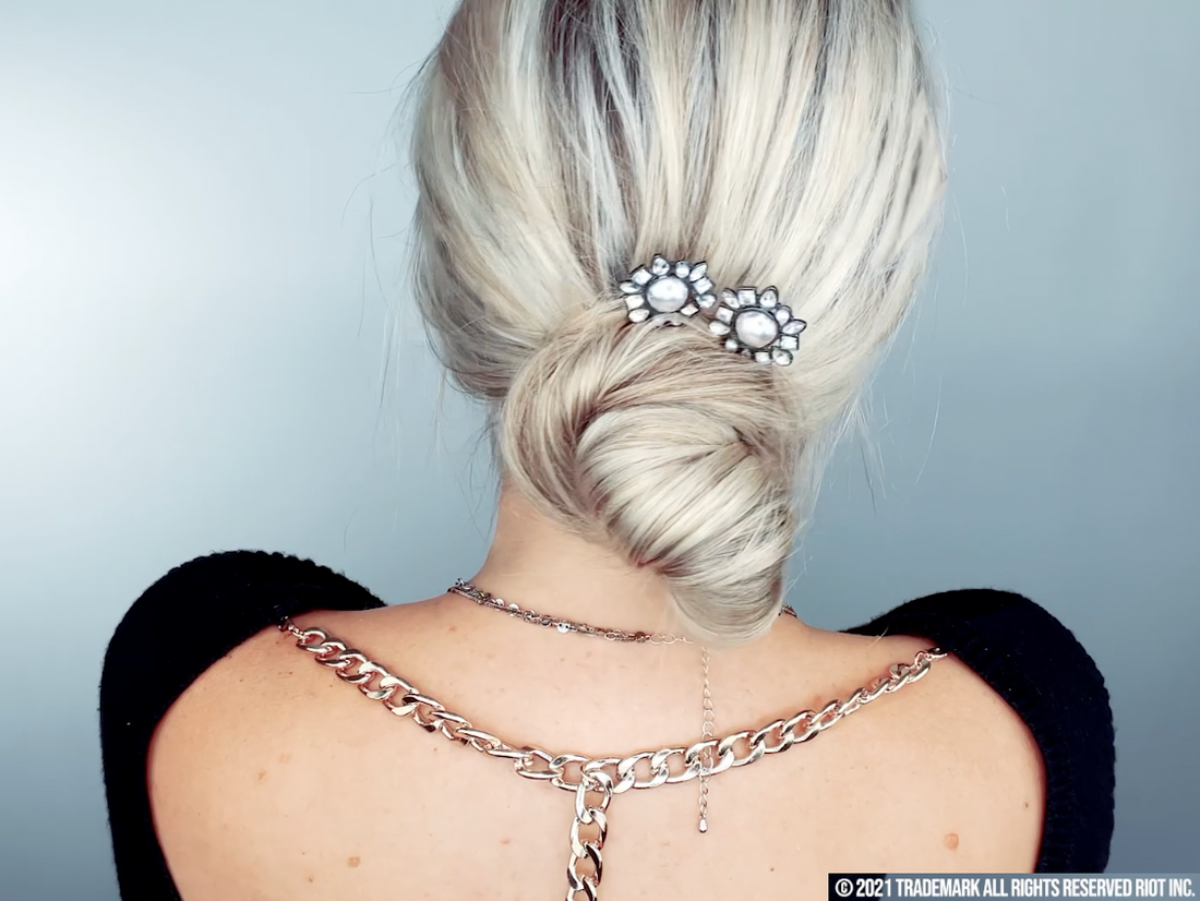 PONY-O Twisted Bun Hairstyle with a decorative pin 