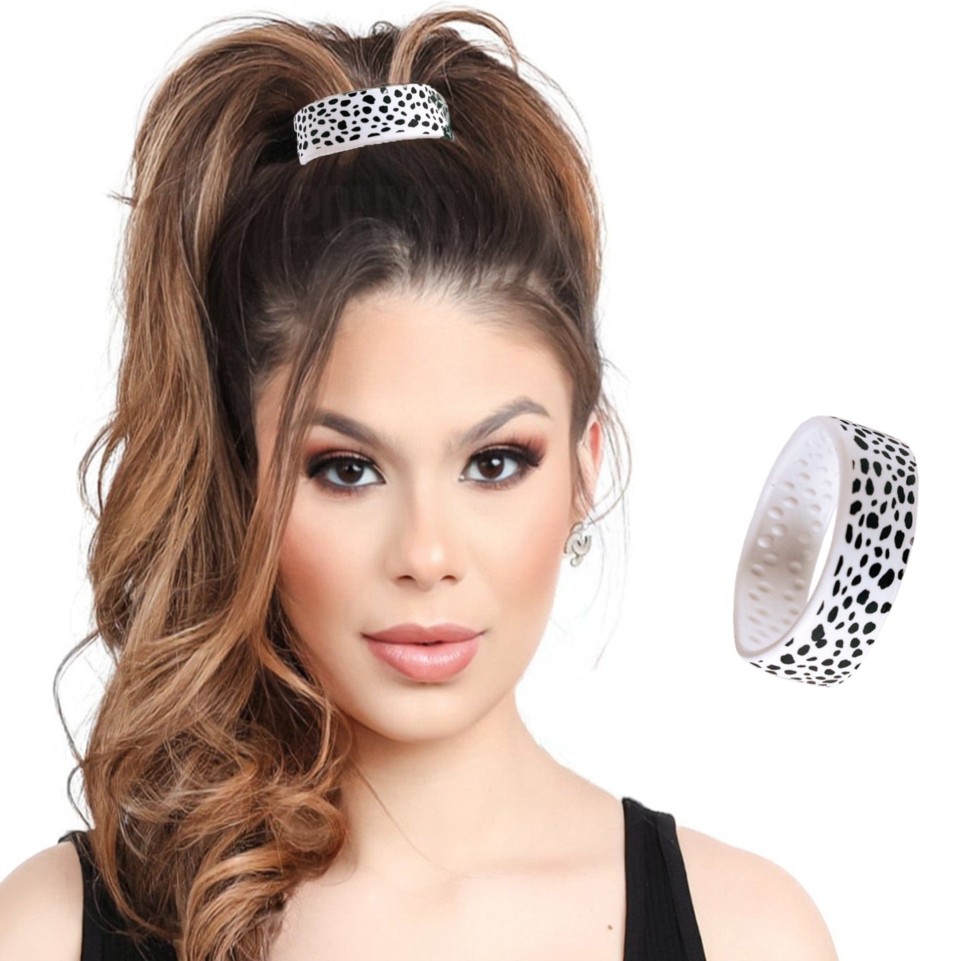 Dalmatian Limited Edition Designer PONY-O. This larger size is perfect for ponytails and all-up styles.